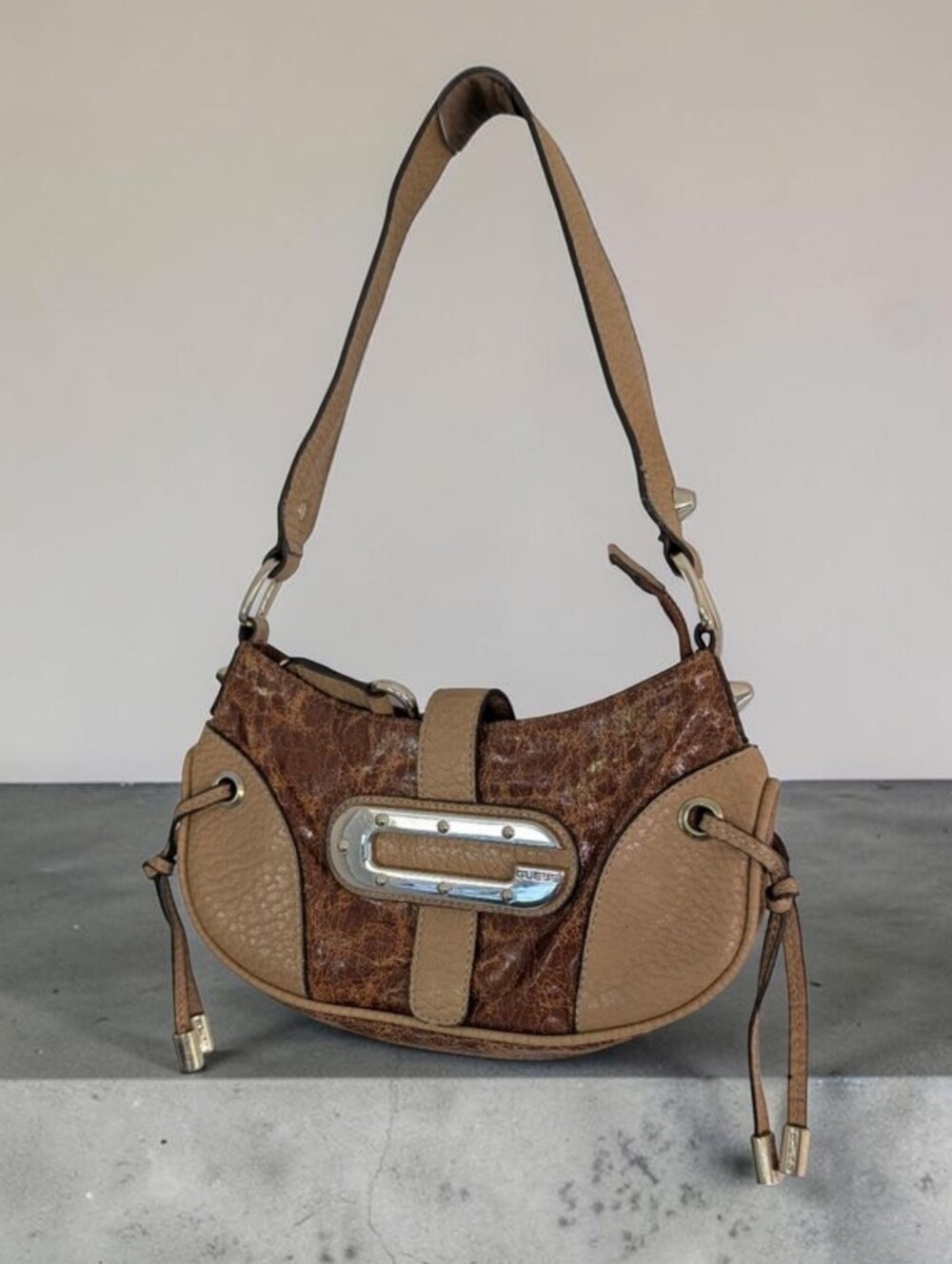 Vintage GUESS Y2K Shoulder Bag In Brown And Tan